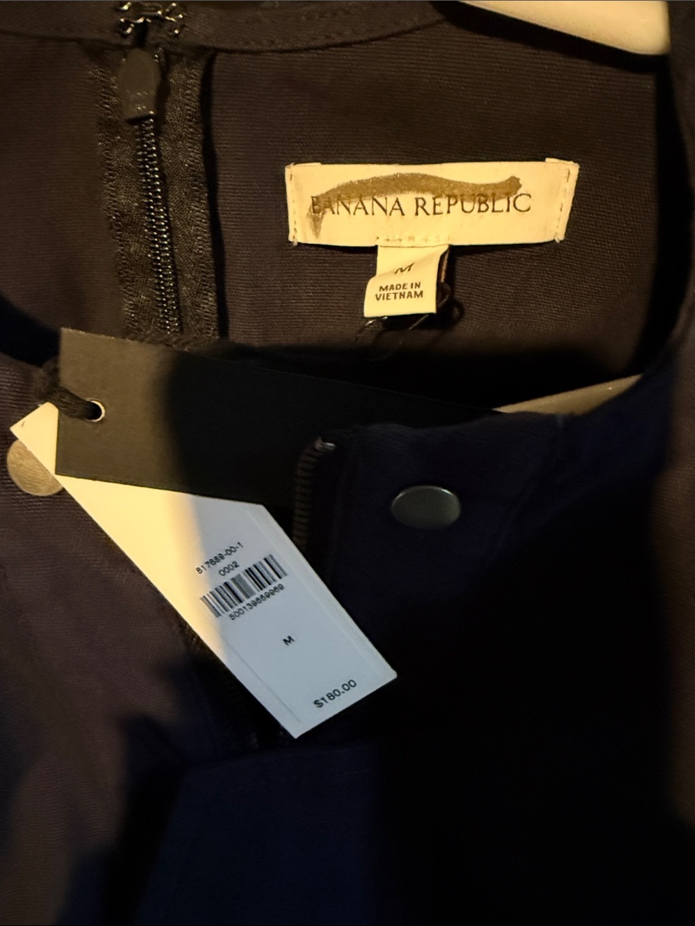NWT! Banana Republic Stretch-Column Twill Utility Midi Dress medium m navy blue - Picture 7 of 7